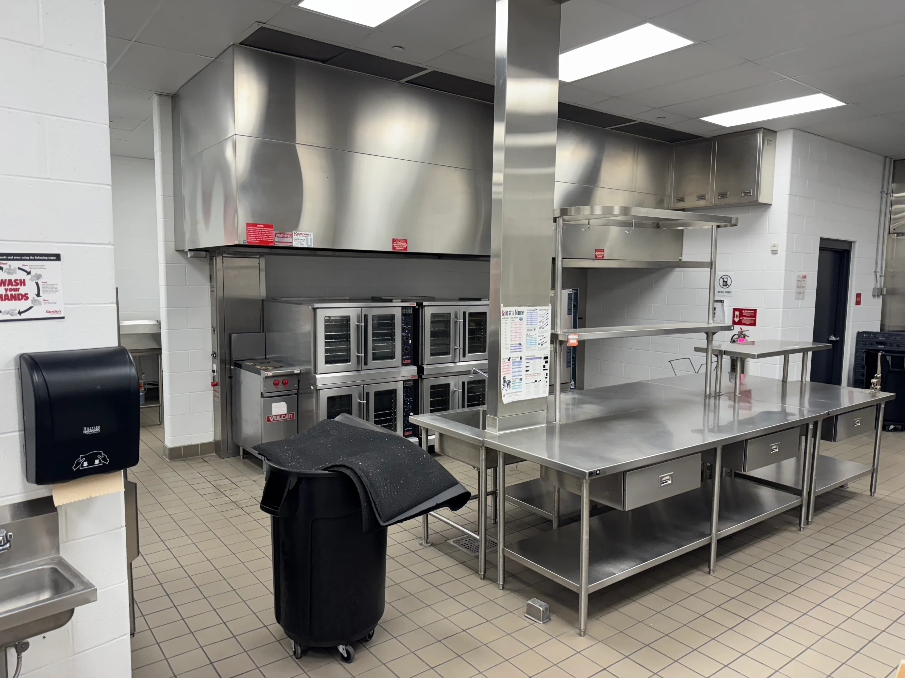 Institutional cooking equipment installed for a school district kitchen