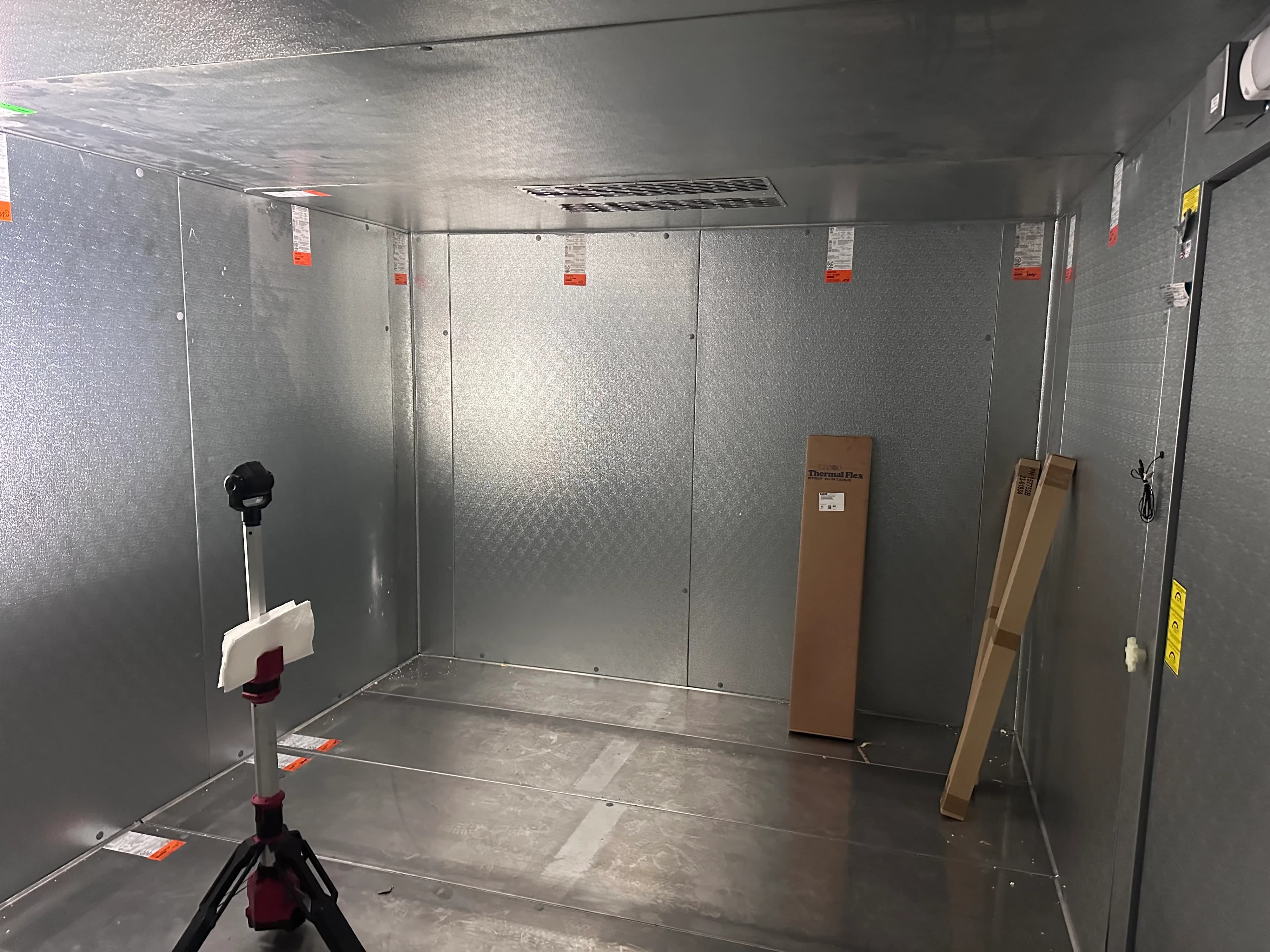 The interior of a freshly built walk-in box